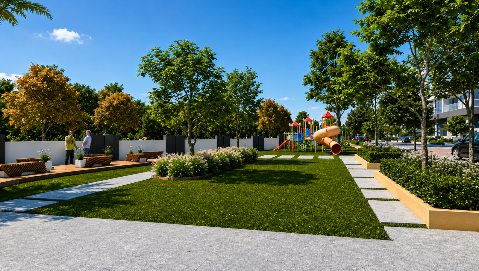 Community garden and play area